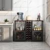 imageHomeiju Mini Bars for Home Wooden Coffee Bar Cabinet Modern Liquor Cabinet for Liquor and Glasses Farmhouse Buffet Wine Bar Cabinet with Storage Sideboard for Home Kitchen Dining RoomRustic Brown