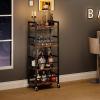 imageHomeiju Small Bar Cart Home Bar Serving Cart with 4Tier Shelf Mobile Kitchen Shelf with Large Storage and Glass Holder Mini Bar Cart for Small Spaces Kitchen and Dining Room Rustic BrownBar Cart