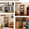 imageHomeiju Small Bar Cart Home Bar Serving Cart with 4Tier Shelf Mobile Kitchen Shelf with Large Storage and Glass Holder Mini Bar Cart for Small Spaces Kitchen and Dining Room Rustic BrownBar Cart with Bottle Rack