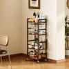 imageHomeiju Small Bar Cart Home Bar Serving Cart with 4Tier Shelf Mobile Kitchen Shelf with Large Storage and Glass Holder Mini Bar Cart for Small Spaces Kitchen and Dining Room Rustic BrownBar Cart