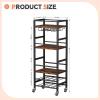 imageHomeiju Small Bar Cart Home Bar Serving Cart with 4Tier Shelf Mobile Kitchen Shelf with Large Storage and Glass Holder Mini Bar Cart for Small Spaces Kitchen and Dining Room Rustic BrownBar Cart with Bottle Rack