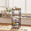 imageHomeiju Small Bar Cart Home Bar Serving Cart with 4Tier Shelf Mobile Kitchen Shelf with Large Storage and Glass Holder Mini Bar Cart for Small Spaces Kitchen and Dining Room Rustic BrownBar Cart