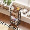 imageHomeiju Small Bar Cart Home Bar Serving Cart with 4Tier Shelf Mobile Kitchen Shelf with Large Storage and Glass Holder Mini Bar Cart for Small Spaces Kitchen and Dining Room Rustic BrownBar Cart