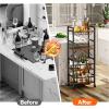 imageHomeiju Small Bar Cart Home Bar Serving Cart with 4Tier Shelf Mobile Kitchen Shelf with Large Storage and Glass Holder Mini Bar Cart for Small Spaces Kitchen and Dining Room Rustic BrownBar Cart