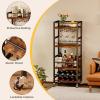 imageHomeiju Small Bar Cart Home Bar Serving Cart with 4Tier Shelf Mobile Kitchen Shelf with Large Storage and Glass Holder Mini Bar Cart for Small Spaces Kitchen and Dining Room Rustic BrownBar Cart with Bottle Rack