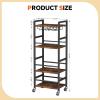 imageHomeiju Small Bar Cart Home Bar Serving Cart with 4Tier Shelf Mobile Kitchen Shelf with Large Storage and Glass Holder Mini Bar Cart for Small Spaces Kitchen and Dining Room Rustic BrownBar Cart