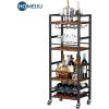imageHomeiju Small Bar Cart Home Bar Serving Cart with 4Tier Shelf Mobile Kitchen Shelf with Large Storage and Glass Holder Mini Bar Cart for Small Spaces Kitchen and Dining Room Rustic BrownBar Cart with Bottle Rack