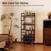 imageHomeiju Small Bar Cart Home Bar Serving Cart with 4Tier Shelf Mobile Kitchen Shelf with Large Storage and Glass Holder Mini Bar Cart for Small Spaces Kitchen and Dining Room Rustic BrownBar Cart with Bottle Rack