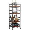 imageHomeiju Small Bar Cart Home Bar Serving Cart with 4Tier Shelf Mobile Kitchen Shelf with Large Storage and Glass Holder Mini Bar Cart for Small Spaces Kitchen and Dining Room Rustic BrownBar Cart with Bottle Rack