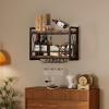 imageHomeiju Wall Mounted Wine Rack Bottle ampamp Glass Holder WoodMetal Retro Wine Rack Wine Bottles Display Wall Storage for Kitchen Dining Room Home Bar2362W x 791D x 1685H