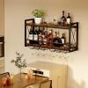 imageHomeiju Wall Mounted Wine Rack Bottle ampamp Glass Holder WoodMetal Retro Wine Rack Wine Bottles Display Wall Storage for Kitchen Dining Room Home Bar315W x 791D x 1685H