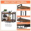 imageHomeiju Wall Mounted Wine Rack Bottle ampamp Glass Holder WoodMetal Retro Wine Rack Wine Bottles Display Wall Storage for Kitchen Dining Room Home Bar2362W x 791D x 1685H