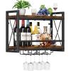imageHomeiju Wall Mounted Wine Rack Bottle ampamp Glass Holder WoodMetal Retro Wine Rack Wine Bottles Display Wall Storage for Kitchen Dining Room Home Bar2362W x 791D x 1685H