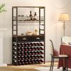 imageHomeiju Wine Cabinet with Storage Wine Rack Freestanding Floor 6Tier with Tabletop Drawer and Wine Storage for Home Bars