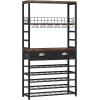 imageHomeiju Wine Cabinet with Storage Wine Rack Freestanding Floor 6Tier with Tabletop Drawer and Wine Storage for Home Bars