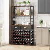 imageHomeiju Wine Cabinet with Storage Wine Rack Freestanding Floor 6Tier with Tabletop Drawer and Wine Storage for Home Bars