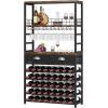 imageHomeiju Wine Cabinet with Storage Wine Rack Freestanding Floor 6Tier with Tabletop Drawer and Wine Storage for Home Bars
