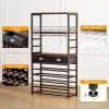 imageHomeiju Wine Cabinet with Storage Wine Rack Freestanding Floor 6Tier with Tabletop Drawer and Wine Storage for Home Bars