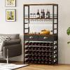 imageHomeiju Wine Cabinet with Storage Wine Rack Freestanding Floor 6Tier with Tabletop Drawer and Wine Storage for Home Bars