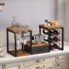imageHomeiju Wine Racks Countertop with Glass Holder Storage Drawer and Wine Storage Freestanding Wine Rack for Kitchen Living Room Home BarRustic Brown