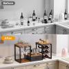 imageHomeiju Wine Racks Countertop with Glass Holder Storage Drawer and Wine Storage Freestanding Wine Rack for Kitchen Living Room Home BarRustic Brown