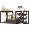 imageHomeiju Wine Racks Countertop with Glass Holder Storage Drawer and Wine Storage Freestanding Wine Rack for Kitchen Living Room Home BarRustic Brown