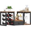 imageHomeiju Wine Racks Countertop with Glass Holder Storage Drawer and Wine Storage Freestanding Wine Rack for Kitchen Living Room Home BarRustic Brown