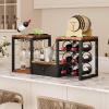 imageHomeiju Wine Racks Countertop with Glass Holder Storage Drawer and Wine Storage Freestanding Wine Rack for Kitchen Living Room Home BarRustic Brown