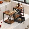 imageHomeiju Wine Racks Countertop with Glass Holder Storage Drawer and Wine Storage Freestanding Wine Rack for Kitchen Living Room Home BarRustic Brown