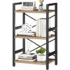 imageHomeiju Bookshelf 3 Tier Industrial Bookcase Metal Small Bookcase Rustic Etagere Book Shelf Storage Organizer for Living Room Bedroom and Home OfficeRustic Brown Patent Pending D29873033Light Coffee