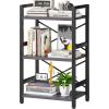 imageHomeiju Bookshelf 3 Tier Industrial Bookcase Metal Small Bookcase Rustic Etagere Book Shelf Storage Organizer for Living Room Bedroom and Home OfficeRustic Brown Patent Pending D29873033Grey