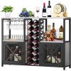 imageHomeiju Mini Bars for Home Wooden Coffee Bar Cabinet Modern Liquor Cabinet for Liquor and Glasses Farmhouse Buffet Wine Bar Cabinet with Storage Sideboard for Home Kitchen Dining RoomLight Grey