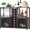 imageHomeiju Mini Bars for Home Wooden Coffee Bar Cabinet Modern Liquor Cabinet for Liquor and Glasses Farmhouse Buffet Wine Bar Cabinet with Storage Sideboard for Home Kitchen Dining RoomDeep Grey