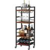 imageHomeiju Small Bar Cart Home Bar Serving Cart with 4Tier Shelf Mobile Kitchen Shelf with Large Storage and Glass Holder Mini Bar Cart for Small Spaces Kitchen and Dining Room Rustic BrownBar Cart with Bottle Rack