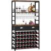 imageHomeiju Wine Cabinet with Storage Wine Rack Freestanding Floor 6Tier with Tabletop Drawer and Wine Storage for Home Bars
