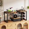 imageHomeiju Wine Racks Countertop with Glass Holder Storage Drawer and Wine Storage Freestanding Wine Rack for Kitchen Living Room Home BarRustic Brown