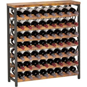 imageHomeiju 56Bottle Wine Rack Freestanding Floor Wooden Wine Storage Shelf Stackable Wine Rack with Tabletop for Living RoomKitchen or Wine CellarIndustrial