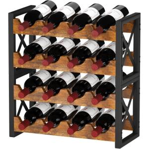 imageHomeiju 56Bottle Wine Rack Freestanding Floor Wooden Wine Storage Shelf Stackable Wine Rack with Tabletop for Living RoomKitchen or Wine CellarModern