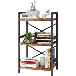 imageHomeiju Bookshelf 3 Tier Industrial Bookcase Metal Small Bookcase Rustic Etagere Book Shelf Storage Organizer for Living Room Bedroom and Home OfficeRustic Brown Patent Pending D29873033Vintage
