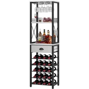 imageHomeiju Wine Rack Freestanding Floor Bar Cabinet for Liquor and Glasses 4Tier bar Cabinet with Tabletop Glass Holder Storage Drawer and Wine Storage for Living Room Patent NoD29872845Right AngleWhite