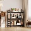 imageBook Shelf 3 Tier Bookshelf 3149quot Width Book Shelf Storage and Organization Wooden and Metal Industrial Bookcase Large Book Shelves for Home Living Room Bedroom Office StorageVintageBlack