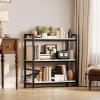 imageBook Shelf 3 Tier Bookshelf 3149quot Width Book Shelf Storage and Organization Wooden and Metal Industrial Bookcase Large Book Shelves for Home Living Room Bedroom Office StorageVintageWhite