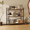 imageBook Shelf 3 Tier Bookshelf 3149quot Width Book Shelf Storage and Organization Wooden and Metal Industrial Bookcase Large Book Shelves for Home Living Room Bedroom Office StorageVintageLight Coffee