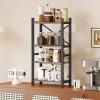 imageDesktop Bookshelf 4Tier Stackable Narrow Bookcase Adjustable Industrial Desk Organizer ampamp Hutch  Rustic Brown Wood Desktop Book Organizer for Living Room Bedroom ampamp Home OfficeGrey