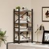 imageDesktop Bookshelf 4Tier Stackable Narrow Bookcase Adjustable Industrial Desk Organizer ampamp Hutch  Rustic Brown Wood Desktop Book Organizer for Living Room Bedroom ampamp Home OfficeGrey