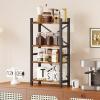 imageDesktop Bookshelf 4Tier Stackable Narrow Bookcase Adjustable Industrial Desk Organizer ampamp Hutch  Rustic Brown Wood Desktop Book Organizer for Living Room Bedroom ampamp Home OfficeVintage Brown