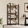 imageDesktop Bookshelf 4Tier Stackable Narrow Bookcase Adjustable Industrial Desk Organizer ampamp Hutch  Rustic Brown Wood Desktop Book Organizer for Living Room Bedroom ampamp Home OfficeVintage Brown
