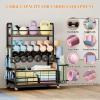 imageHomeiju 450LBS Dumbbell RackWeight Rack for DumbbellsWeight Rack for Home GymHome Gym Storage for Strength Training Dumbbell Racks Stand with WheelsampampHooksVintage Brown