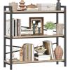 imageBook Shelf 3 Tier Bookshelf 3149quot Width Book Shelf Storage and Organization Wooden and Metal Industrial Bookcase Large Book Shelves for Home Living Room Bedroom Office StorageVintageLight Coffee