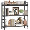 imageBook Shelf 3 Tier Bookshelf 3149quot Width Book Shelf Storage and Organization Wooden and Metal Industrial Bookcase Large Book Shelves for Home Living Room Bedroom Office StorageVintageGrey
